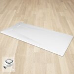Polar receveur de douche 90 x 120 cm blanc extra - plat effet pierre antidrapant + bonde incluse