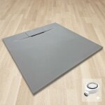Saniverre - polar receveur de douche 90 x 90 cm gris extra - plat effet pierre antidrapant + bonde incluse ...