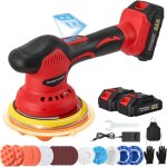 Polisseuse de voiture sans fil, 21v lustreuse polisseuse voiture avec 2 batteries, 8 vitesses variables ...