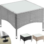 Polyrattan side table with glass top 58x58x42cm uv resistant