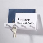Polyvalent mail support mural avec 4 crochets pour cl�s, adh�sif lettre trieur �tag�re rangement et accroche ...