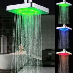 Pomme de douche carre  led, 6 pouces led douche trois couleurs, contrle de temprature 3  changement ...