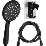 Pommeau de douche noir douchette � main avec tuyau de 1, 5 m et support de douchette � 3 types de jets ...