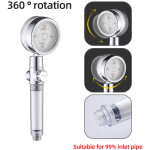Pommeau de douche rotatif � led, pluie, turbo, 360 degr�s, possibilit� d'arrosage � haute pression, douchette ...