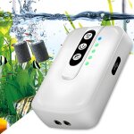 Pompe � air d'aquarium rechargeable, tr�s silencieuse, 2 sorties d'air r�glables, pompe � oxyg�ne puissante ...