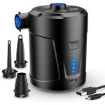 Pompe � air �lectrique, batterie rechargeable 5200 mah, gonfleur matelas gonflable avec 3 buses d'air, ...