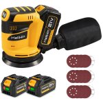 Ponceuse excentrique sans fil 125mm?3 vitesses?livr� avec 15 feuilles abrasives et 2 batteries