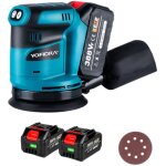 Ponceuse excentrique125 mm, 3 vitesse ponceuse orbitale avec deux batteries, pour le polissage des voitures, ...
