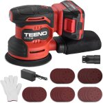 Teeno - ponceuse orbitale 20v �125mm ponceuse �lectrique sans fil, 13 000 spm, avec 25 papiers de verre, ...