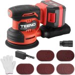 Ponceuse orbitale sans fil 20v teeno, 125mm ponceuse excentrique 6000 - 12000 tr / min, kit complet avec ...