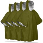 Poncho d'urgence, imperm�able r�utilisable r�sistant aux intemp�ries, paquet de 4 (vert)
