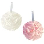 Ponge de bain, lot de 2 ponges de douche, ponge en dentelle avec boules, jolie ponge de bain, fleur ...
