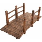Relax4life ? pont de jardin japonais en sapin carbonis� ? garde - corps ? charge max 100kg ? dimensions ...