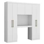 Vente - unique - pont de lit antero - 6 portes - avec armoires et rangements - l. 200 cm - blanc