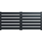 Portail aluminium battant sah en kit dimensions l. 3000 (entre piliers) x h. 1500 mm couleurs gris (ral ...