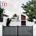 Portail aluminium coulissant ajour� en kit dimensions l. 3000 (entre piliers) x h. 1200 mm couleurs gris ...
