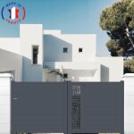 Packit - portail aluminium coulissant dcoupe laser en kit dimensions l. 3500 (entre piliers) x h. 1500 ...