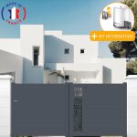 Packit - portail aluminium coulissant dcoupe laser en kit + motorisation dimensions l. 4000 (entre piliers) ...