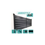 Cloture&jardin - portail aluminium gris anthracite - plein avec liser - largeur 4m - 1, 40 mtre