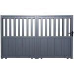 Vente - unique - portail coulissant aluminium semi ajouré l401 x h149 cm anthracite tarnos ii Vente - unique - portail coulissant aluminium semi ajouré l401 x h149 cm anthracite tarnos ii