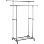 Portant double barre porte - v�tements mobile extensible entre 87 � 150 cm avec roulettes et �tag�re ...