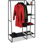 Portant, porte - manteaux, tringle � v�tements, 5 surfaces de rangement, entr�e, hxlxp: 150x100x40 cm, ...