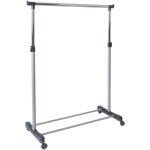 Portant sur roulettes 90x43x95 - 170 cm en métal gris Portant sur roulettes 90x43x95 - 170 cm en métal gris