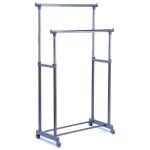 Portant � v�tements double, extensible, gris / chrome