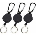 Porte - badge, porte - cl�s r�tractable 3 pi�ces, mousqueton avec enrouleur t�lescopique, extensible, ...