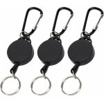 Porte - badge, porte - cl�s r�tractable 3 pi�ces, mousqueton avec enrouleur t�lescopique, extensible, ...