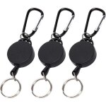 Porte badge enrouleur, 3 pcs porte - cls rtractable, drouleur badge, porte cl, mousqueton avec enrouleur ...