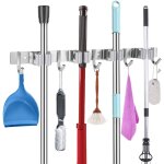 Porte - balai en acier inoxydable barre de commande support mural pour appareil avec 4 fentes et 5 crochets ...