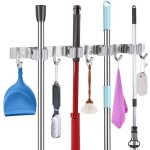 Porte - balai en acier inoxydable barre de commande support mural pour appareil avec 4 fentes et 5 crochets ...