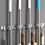 Porte balai mural - accroche balai en acier inoxydable, support cintre de rangement pour cuisine, garage, ...