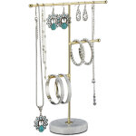 Porte - bijoux, marbre, 3 barres, rangement colliers, boucles d'oreilles & bracelets, hlp 26x19x8 cm, ... Porte - bijoux, marbre, 3 barres, rangement colliers, boucles d'oreilles & bracelets, hlp 26x19x8 cm, ...