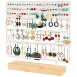 Porte - boucles d'oreilles � 3 niveaux, organisateur de bijoux, blanc