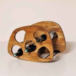 Chehoma - porte bouteilles 5 compartiments manguier fer 31x30x45cm - bois clair