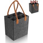 Porte - bouteilles pour 6 bouteilles, sac en feutre r�utilisable � 6 compartiments (1, 5 litre chacun), ...