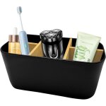 Porte - brosse � dents en bambou - amovible en plastique noir - 5 compartiments - salle de bain et famille ...
