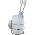 Porte brosse  dent, gobelet salle de bain mural, turbo - loc fixation sans perage, acier - plastique, ...