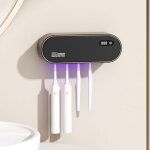 Porte - brosse � dents mural avec st�rilisateur uv, fixation sans per�age, fonction s�chage et minuterie, ...