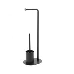 Porte brosse wc sur pied noir h 70 cm avec porte papier toilette