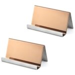 Porte carte de visite m�tallique en acier inoxydable (lot de 2) - jusqu?� 80 cartes - or rose - rangement ...