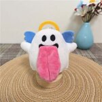 Porte - cl�s fant�me en peluche douce dessin anim� ange diable ?uf argent suspendu blanc