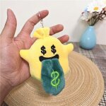 Porte - cl�s fant�me en peluche douce dessin anim� ange diable ?uf argent suspendu jaune