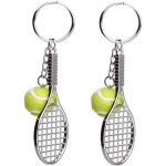 Porte - cls raquette de tennis en mtal, porte - cls balle de tennis