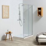 Porte coulissante et verre fixe pour paroi de douche 70 - 80 cm 4 mm leo