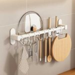 Porte - couteaux en aluminium avec crochets porte - couvercle de casserole - porte - couteaux2 + crochets8 ...