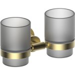 Kroos ® - porte - double verre mural doré brossé - hera Kroos ® - porte - double verre mural doré brossé - hera