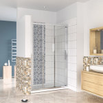 Aica porte de douche 3 volets 140x195cm porte de douche coulissante en verre anticalcaire